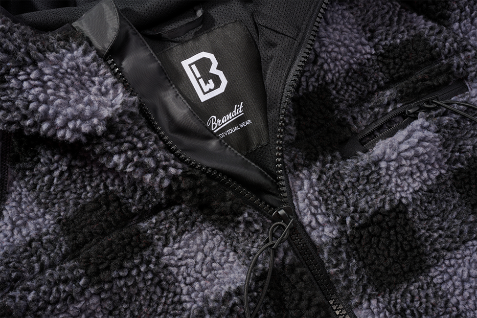 Brandit Worker яке флисов суитшърт с качулка Teddyfleece, черно/сиво