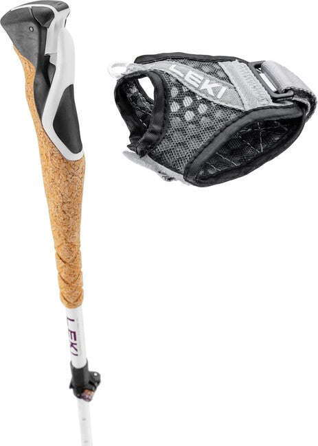 LEKI Cross Trail FX Superlite Compact тректрибни пръти, бяла-розова-черна, 100 - 120 см