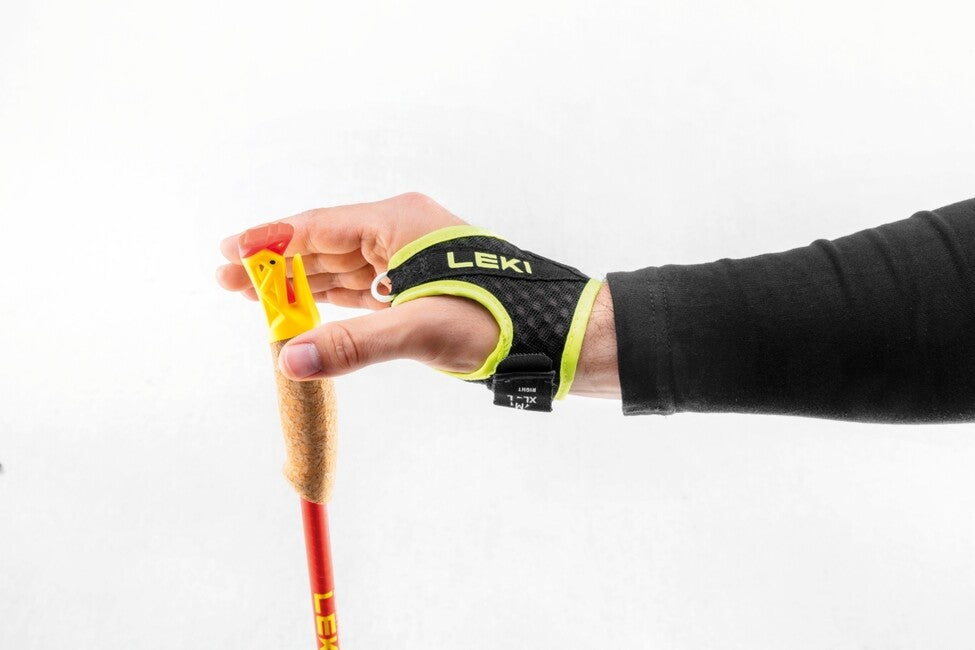 LEKI Ultratrail FX.едно Superlite Trail Running палици, ясна червена-неонова жълта-естествен въглероден