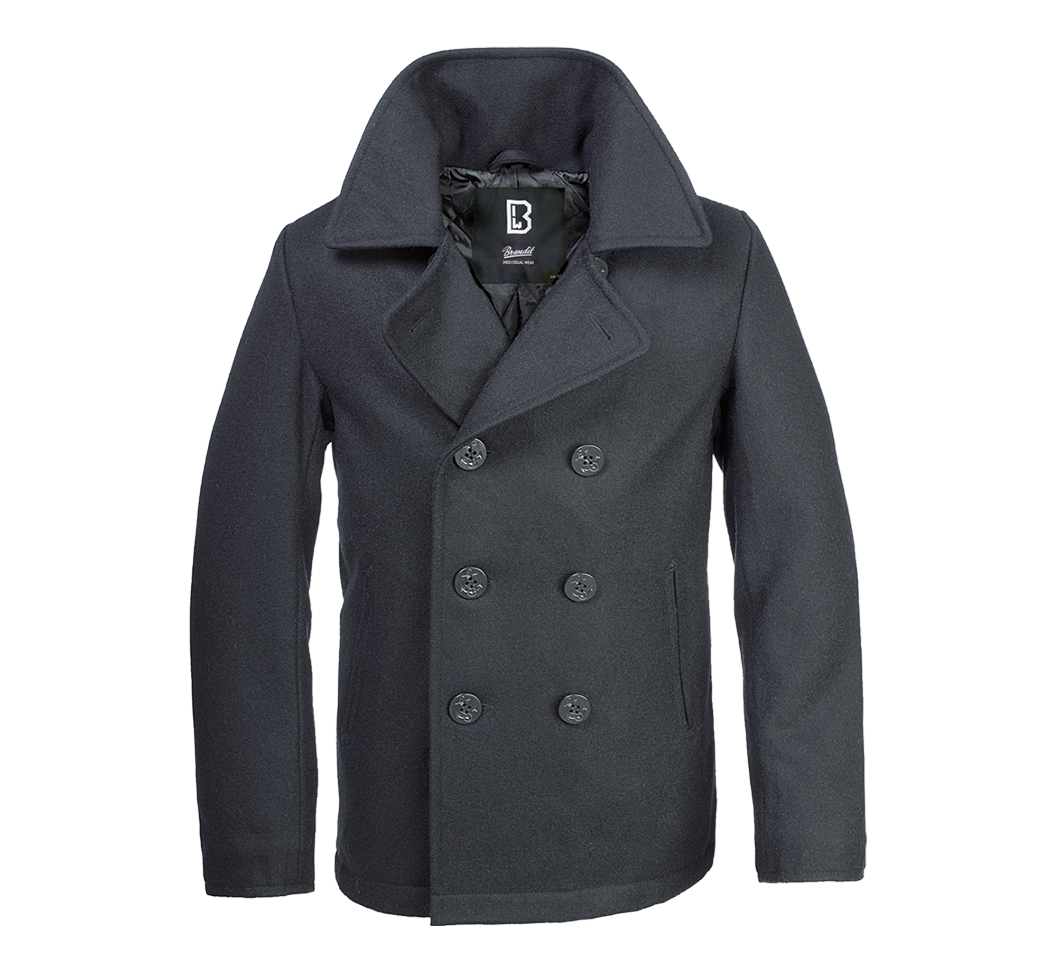 Brandit Pea Coat pánsky kabát, čierny