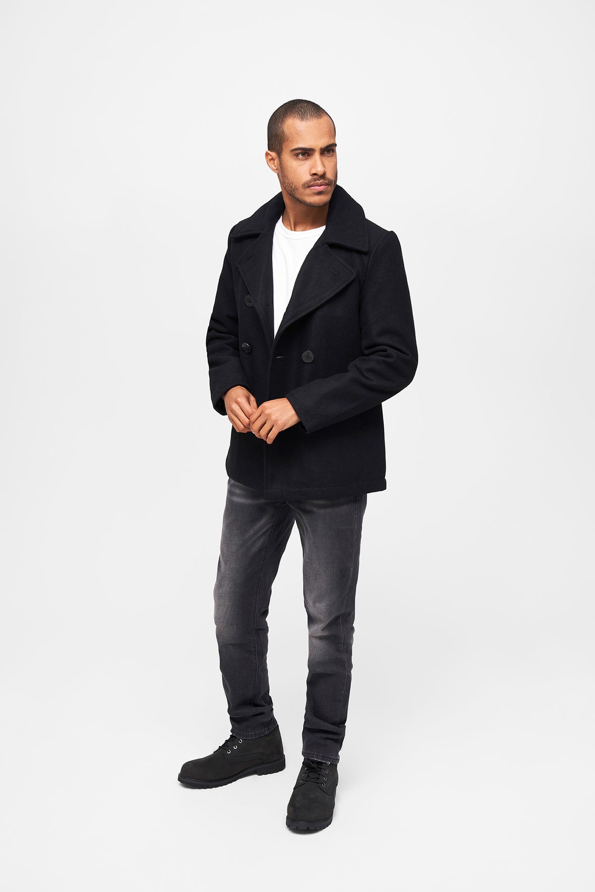 Brandit Pea Coat pánsky kabát, čierny