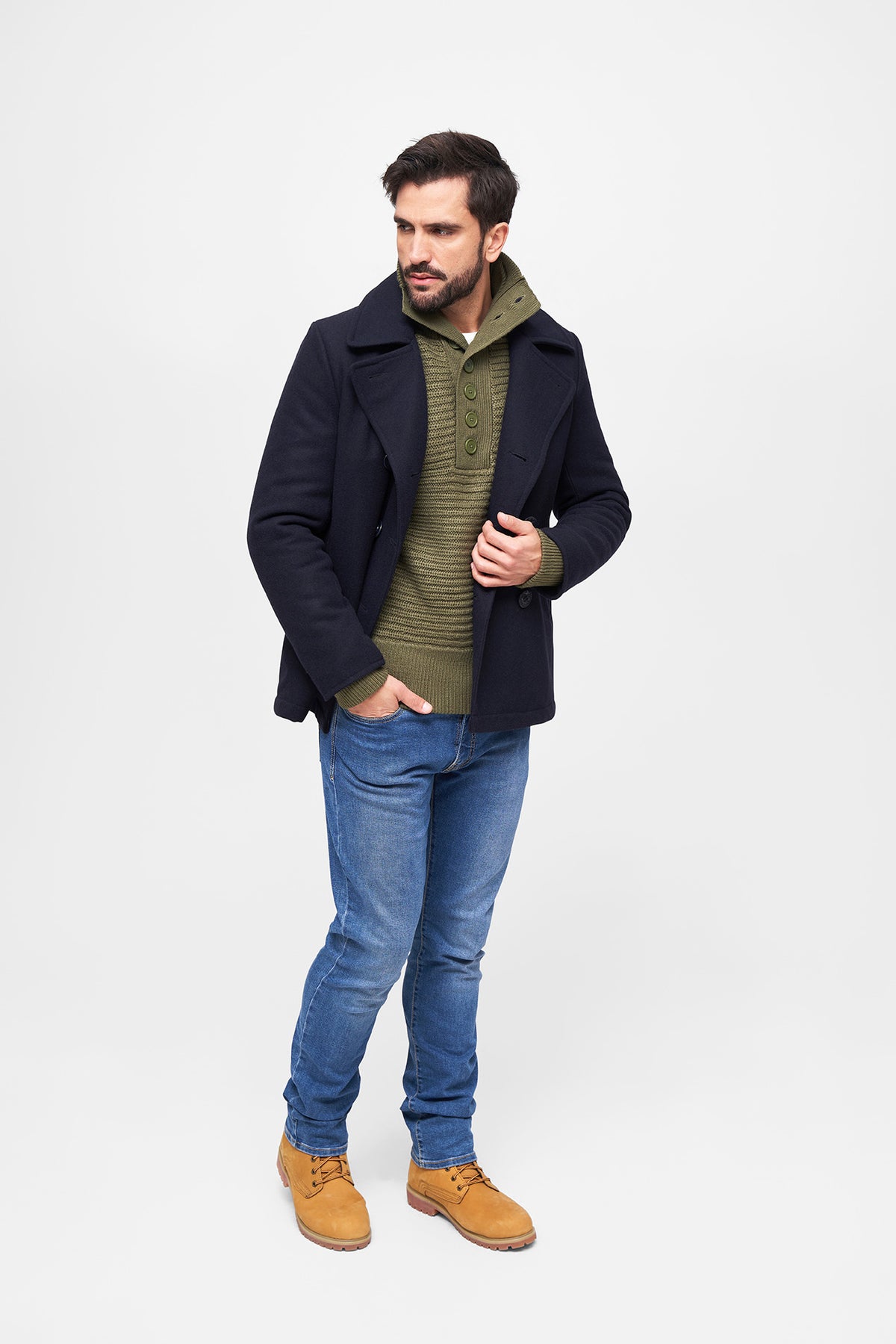 Brandit Pea Coat námornícka modrá kabát