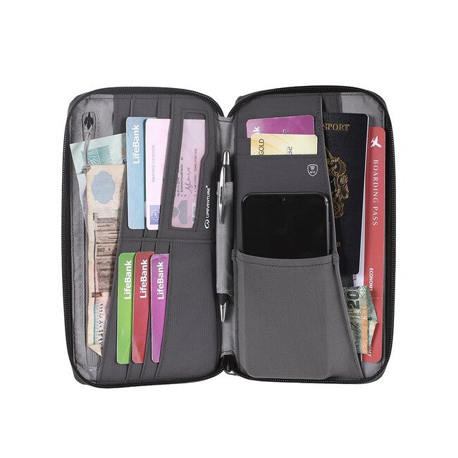 Lifeventure Пътен калъф за документи със защита RFiD, сив