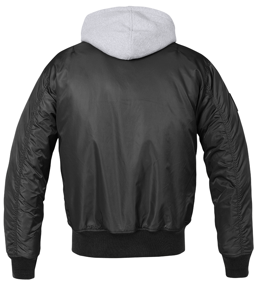 Brandit MA1 hooded bomber bunda, čierna-sivá