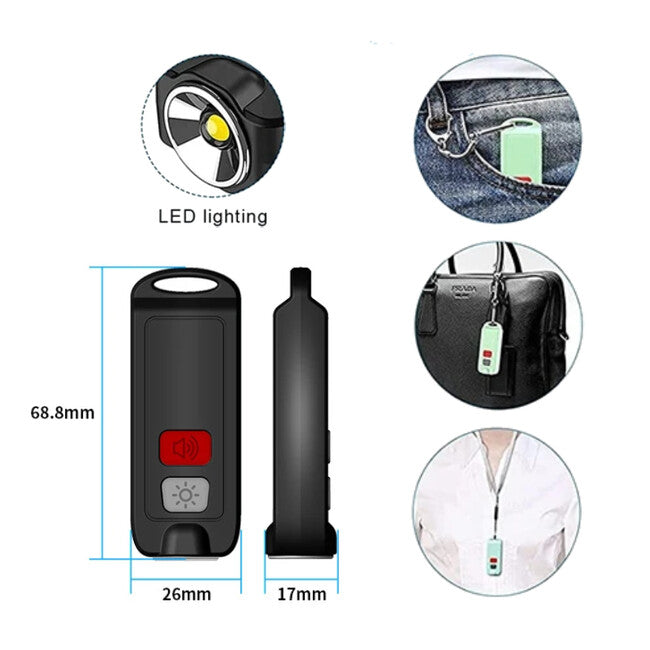 W&G SHIELD SOS личен аларм с LED фенер и бутон за активиране, бял
