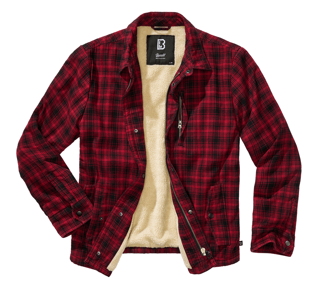 Brandit Classic Sherpa bunda, čierna-červená