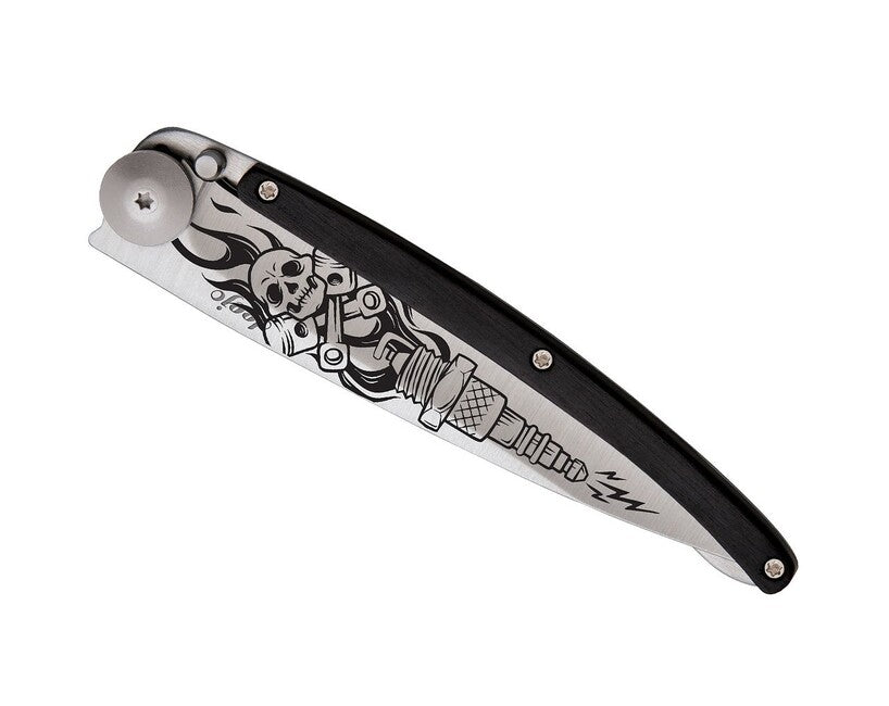 Deejo Tattoo Biker джобен нож абанос дърво