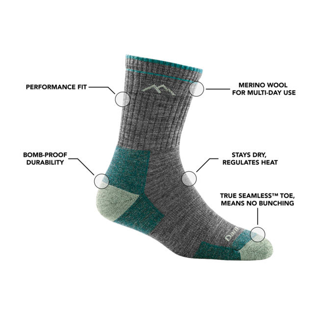 Darn Tough Hiker Micro Crew чорапи средно леки с възглавничка, Plum Heather