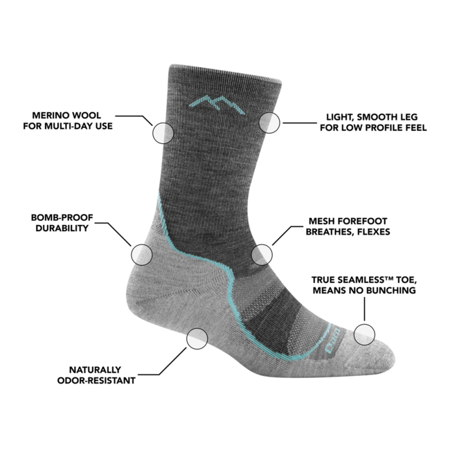 Darn Tough Light Hiker Micro Crew чорапи леки с възглавничка, Slate