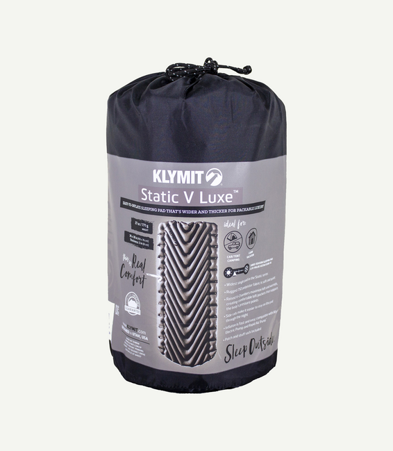 Klymit Static V Luxe надуваща се подложка XL, каменен сиво
