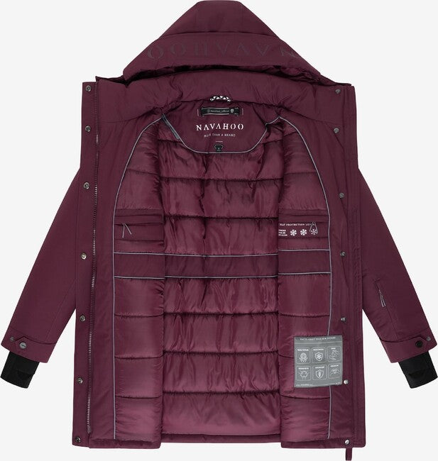Navahoo FROSTKUSS 14 парка зимна дамска със съемна качулка и колан, виненочервен