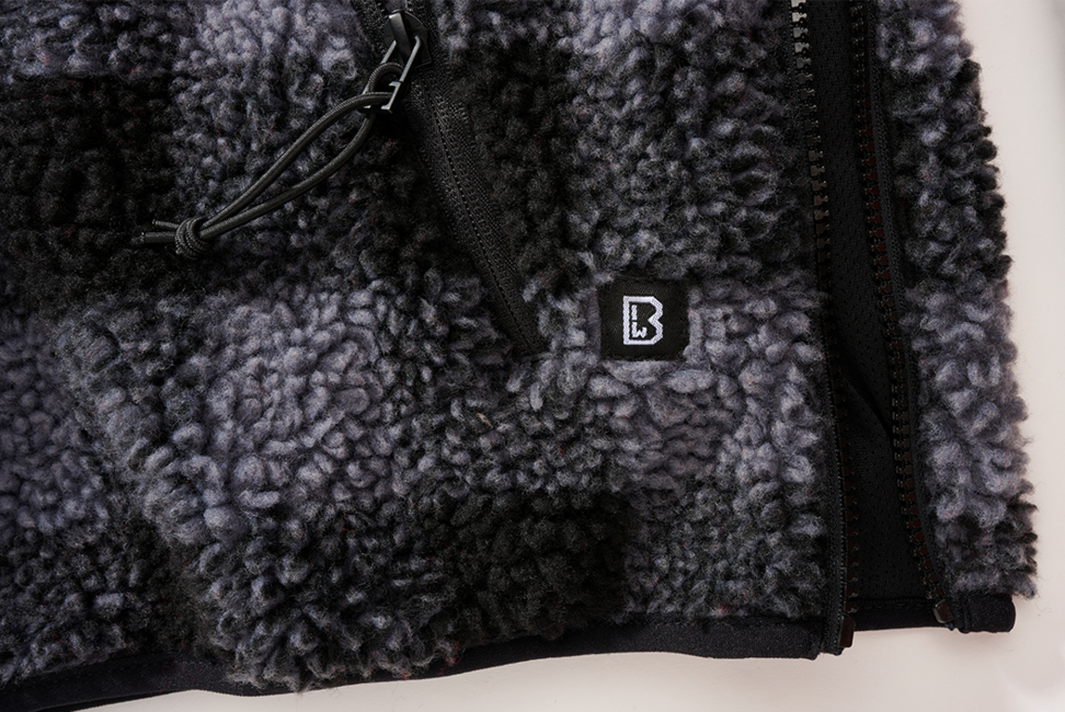 Brandit Teddyfleece Worker флисов суитшърт, черен/сив