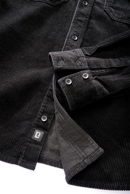 Brandit Classic Corduroy риза с дълги ръкави, черна
