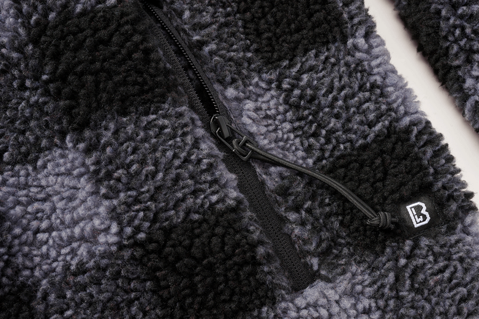 Brandit Worker яке флисов суитшърт с качулка Teddyfleece, черно/сиво