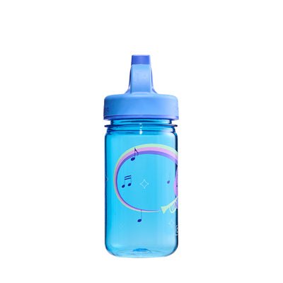 Nalgene Grip-n-Gulp Sustain бутилка за вода за деца 0,35 л със капак, синя, музикален хипопотам