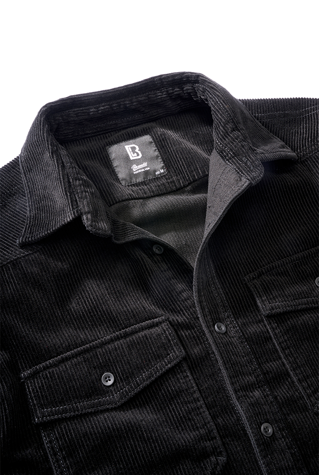 Brandit Classic Corduroy košeľa s dlhými rukávmi, čierna