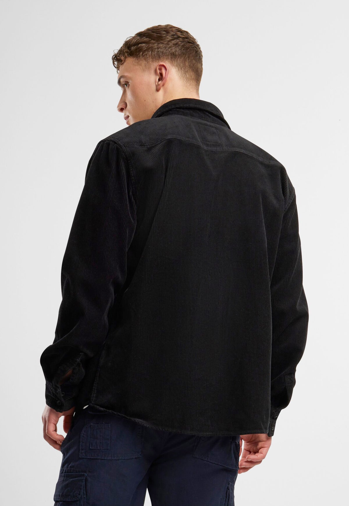 Brandit Classic Corduroy košeľa s dlhými rukávmi, čierna