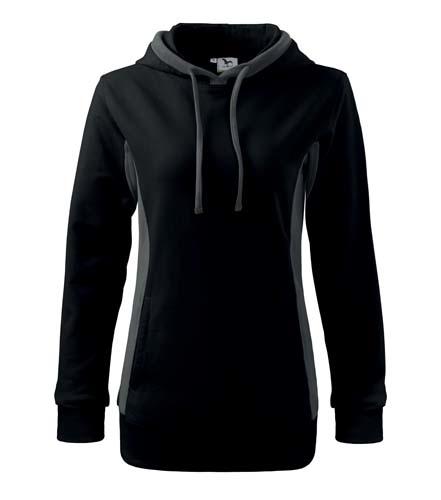 Malfini Kangaroo суитшърт дамски 280g/m2, черно-сив