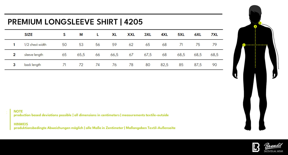 Veľkostná tabuľka Premium Longsleeve Shirt