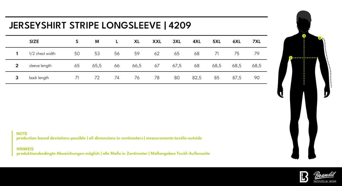 Veľkostná tabuľka Jerseyshirt Stripe longsleeve