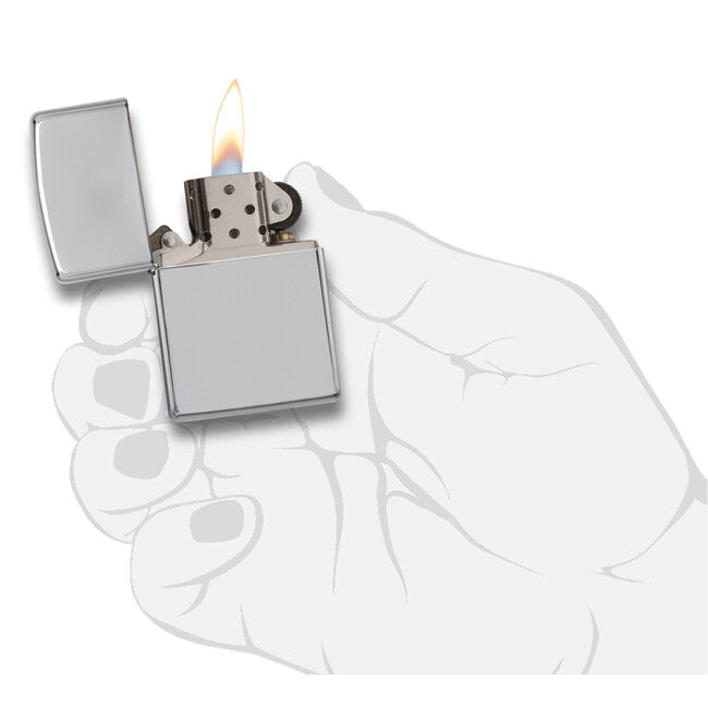 Zippo бензинова запалка, висок полиран хром