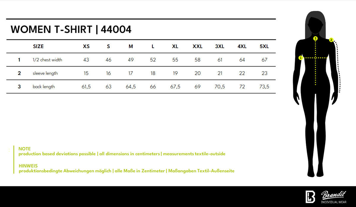 Veľkostná tabuľka Women T-Shirt