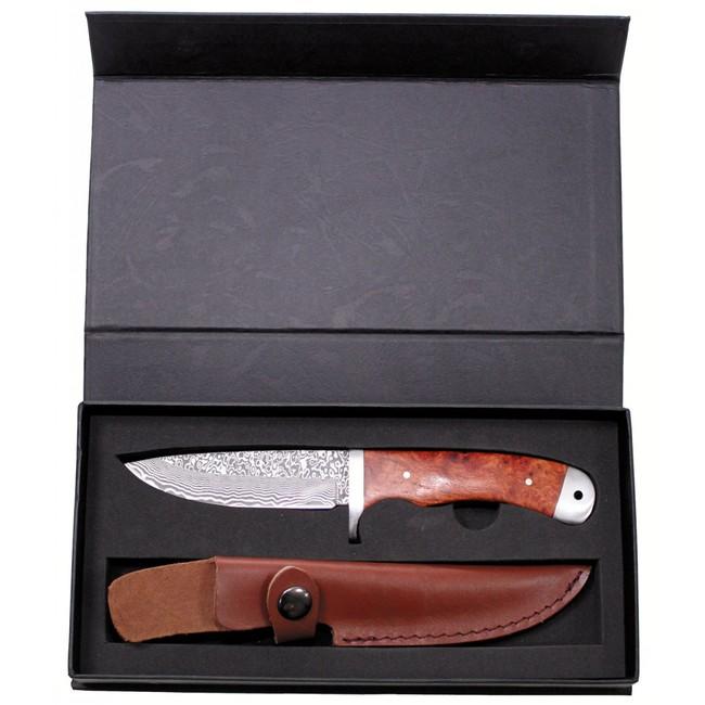 Fox Outdoor дамасцински нож в кожен калъф