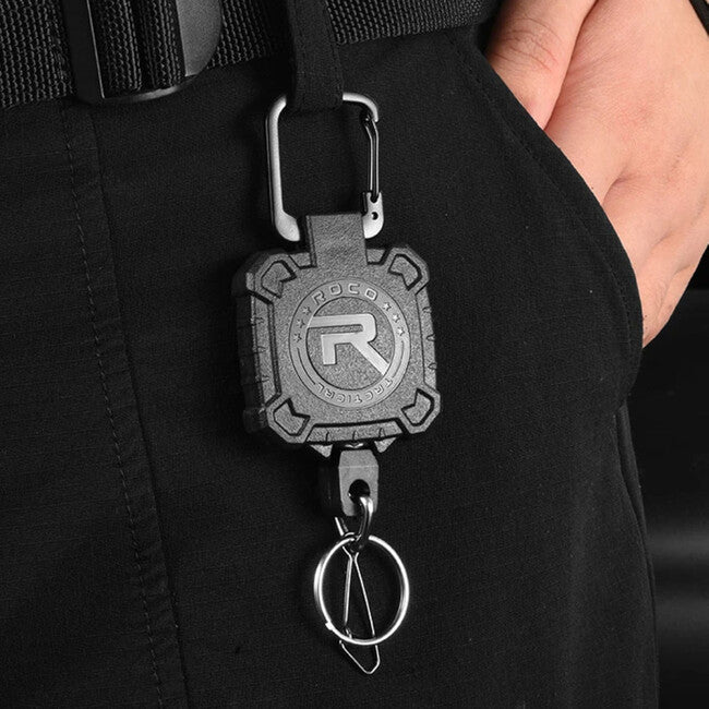 Leguon Keyhex карабина със стоманено въже на ключодържател, черна