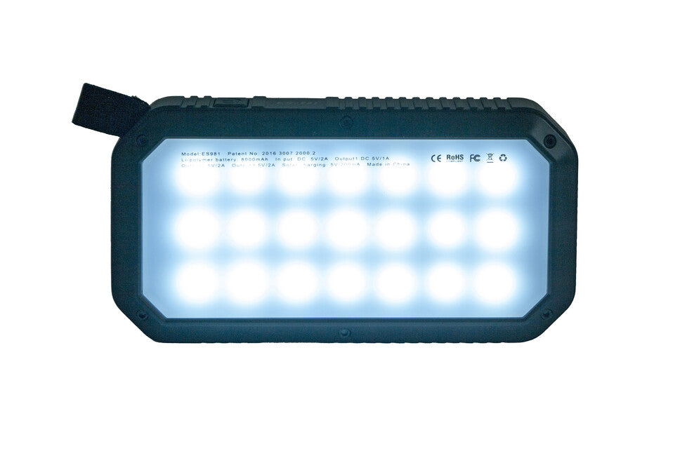 BasicNature Пауър банк 8K със слънчево зареждане и LED фенер, 8