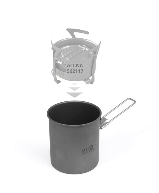 Origin Outdoors Titanium титанов тъклик за трекинг с наливник и сгъваема дръжка Camping Pot, 750 ml