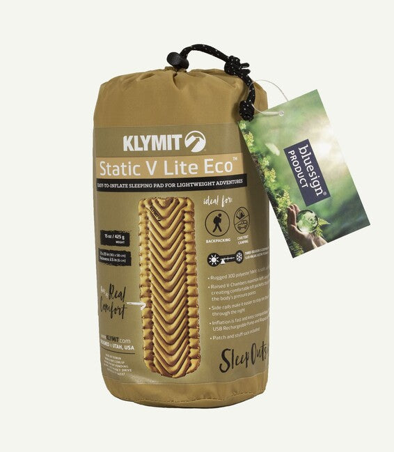 Klymit Static V Lite ECO самонадуваща мат, светлозлатна