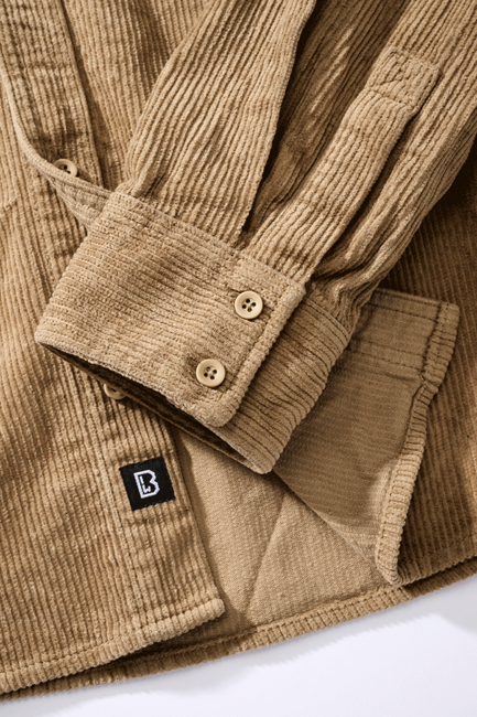 Brandit Corduroy Classic риза с дълги ръкави, камилско