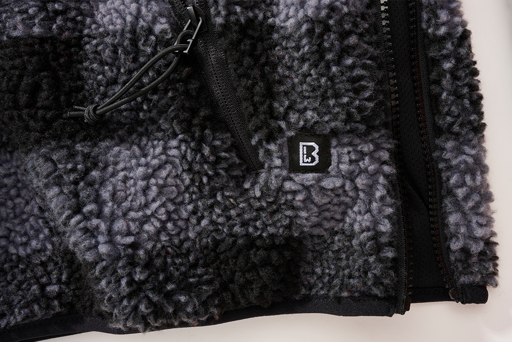 Brandit Teddyfleece Worker flísový pulóver, čierna/sivá