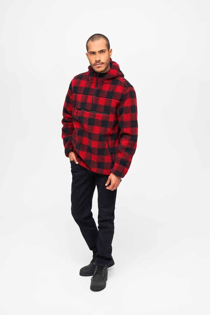 Brandit Worker суитшърт Teddyfleece, червен/черен