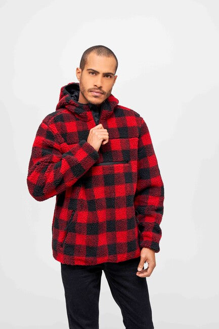 Brandit Worker суитшърт Teddyfleece, червен/черен