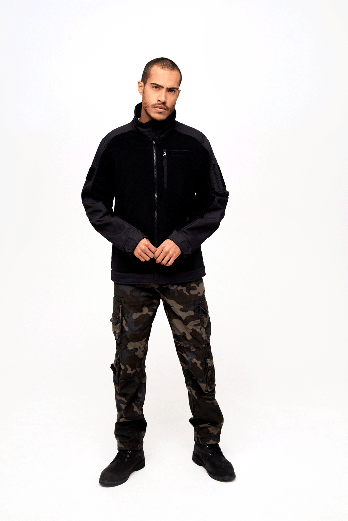 Brandit Fleecejacket bunda Ripstop, čierna