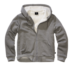Brandit Sweatjacket ανδρικό φούτερ με ζεστή επένδυση Teddylining, σκούρο γκρι μελανζέ