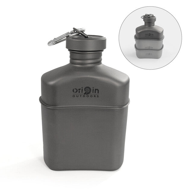Origin Outdoors Титанова канче с карабина и чанта за носене 1 л