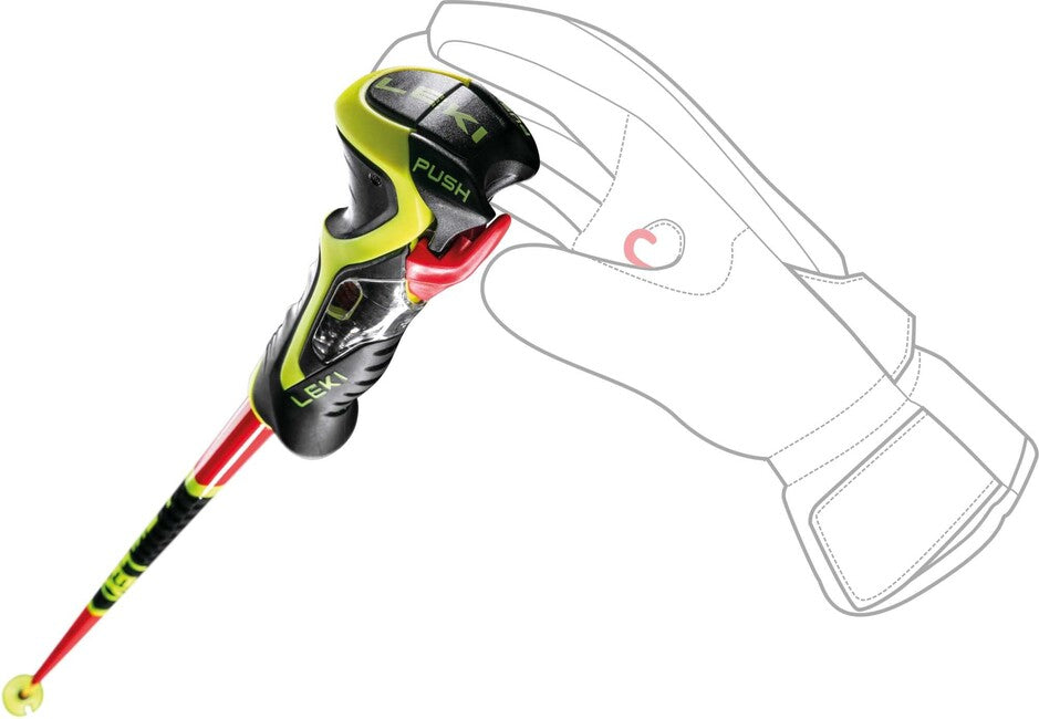 LEKI WCR TBS SL 3D спускащи се ски палки, светлочервена/черна/неонова жълта