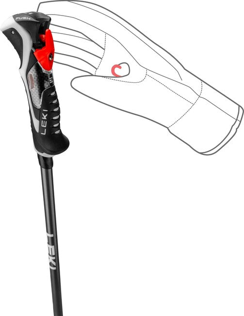 LEKI Carbon 14 3D слаломни ски щеки, черна/тъмноантрацит/светлочервена