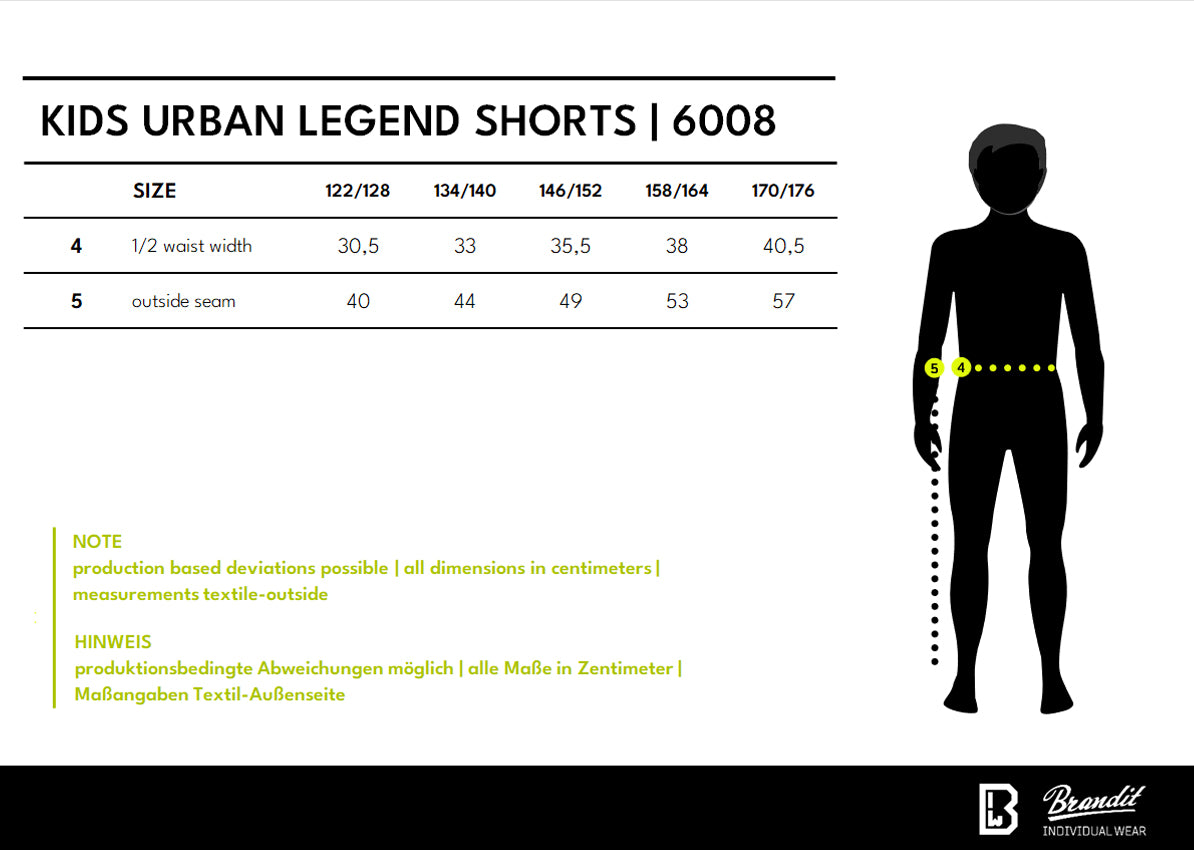 Veľkostná tabuľka Kids Urban Legend Shorts