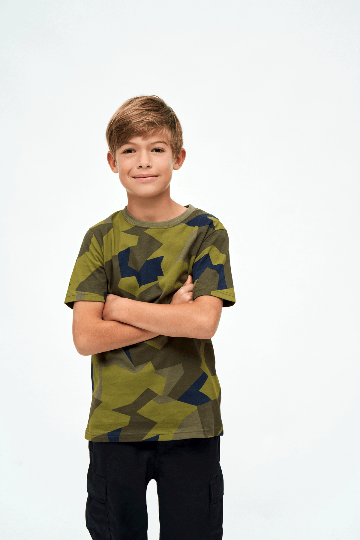 Brandit detské tričko s krátkym rukávom, Swedish camo