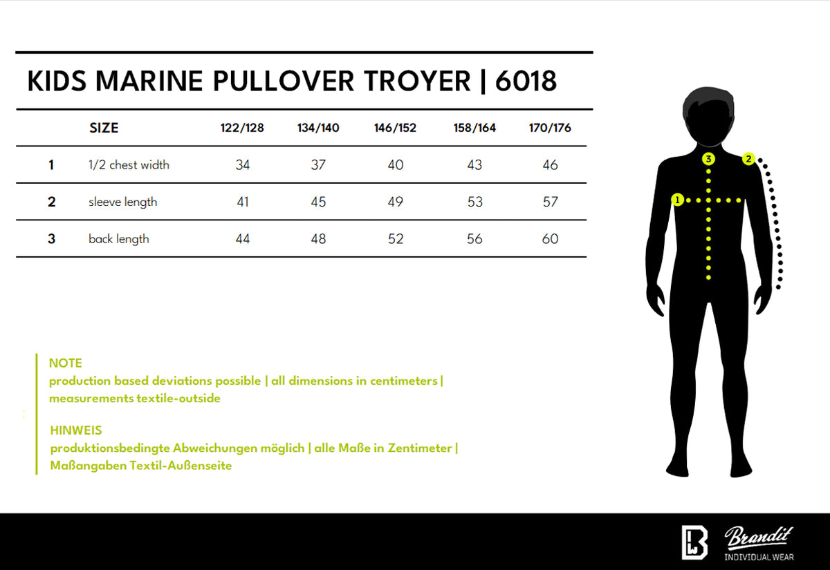 Veľkostná tabuľka Kids Marine Pullover Troyer