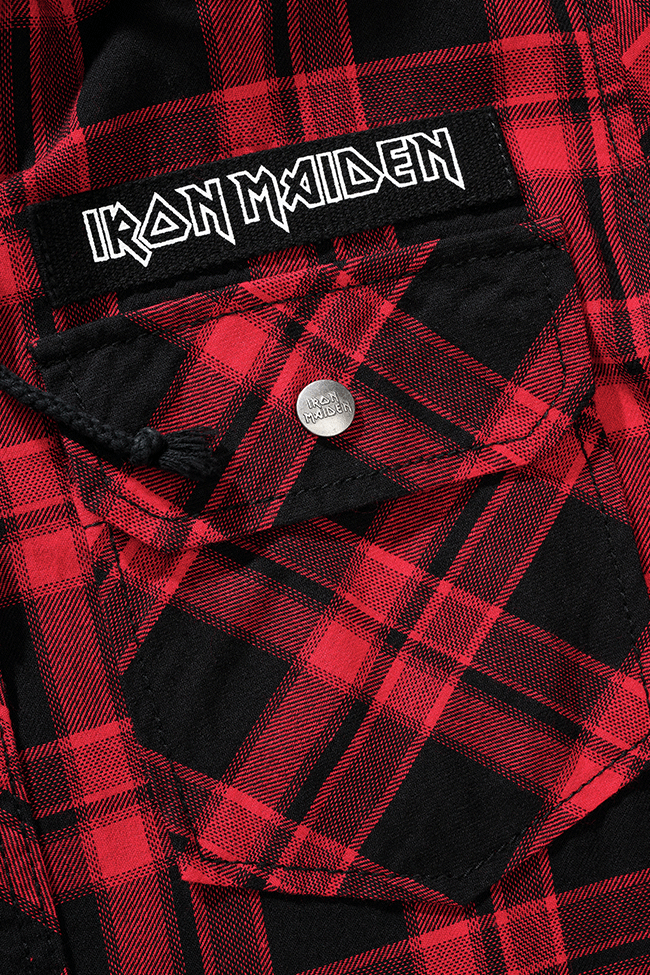 Brandit Iron Maiden košeľa s kapucňou Eddy, tmavá červená a čierna