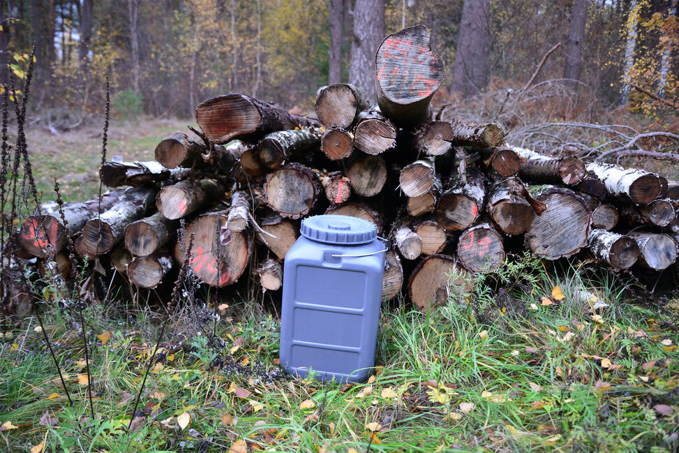 BasicNature квадратна съд за течности с широко гърло, сива, 30 l