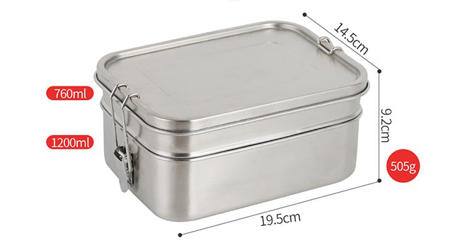 Origin Outdoors Deluxe Double Box термокутия за обед неръждаема стомана, 1,9 l