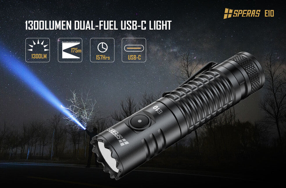 Speras E10 φακός Outdoor Camping EDC 1300LM 175M