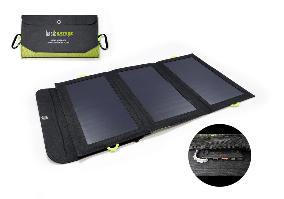 BasicNature Соларна зарядна станция Powerbank 5V / 21W