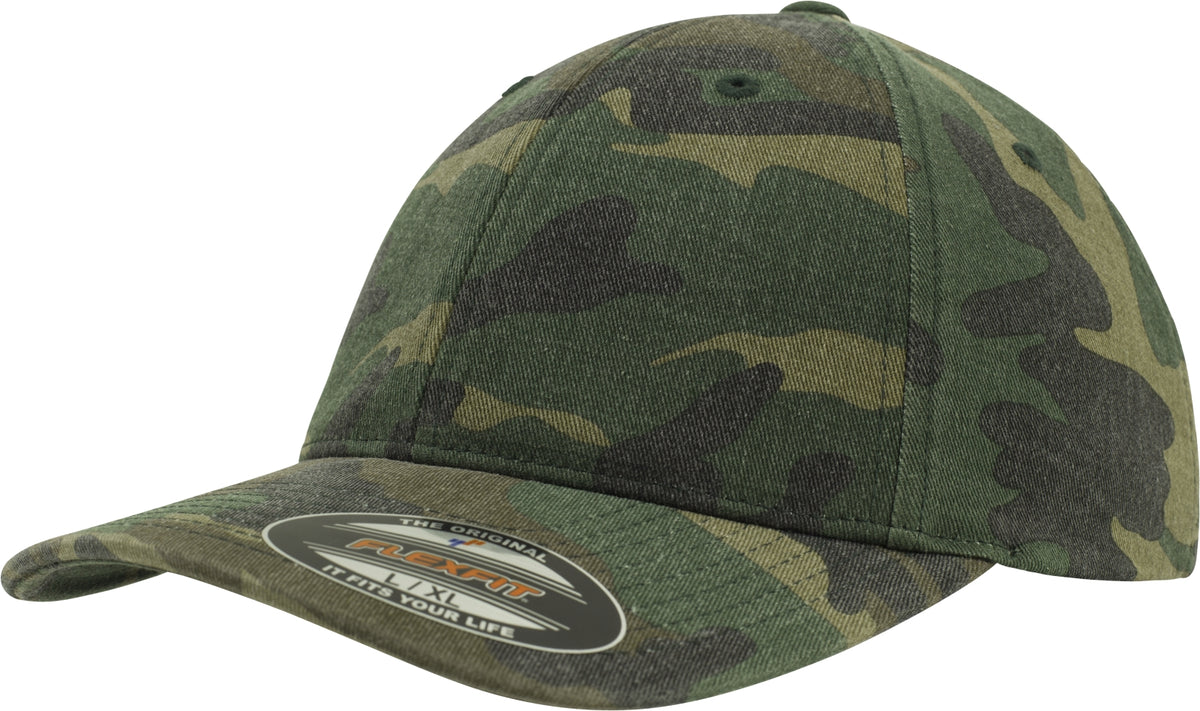 Brandit Flexfit Garment Camo šiltovka s vypraným efektom, woodland