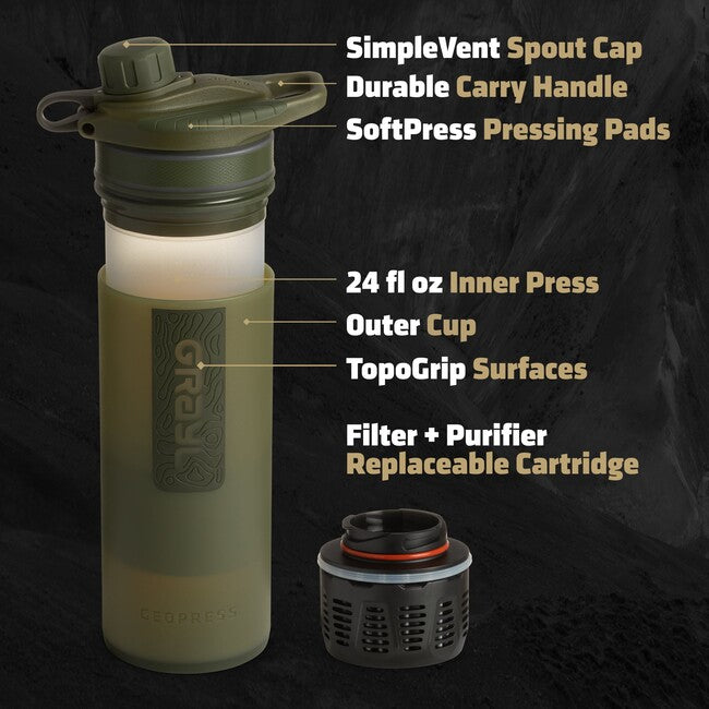 GRAYL GeoPress Purifier филтрираща бутилка, маслинено Drab